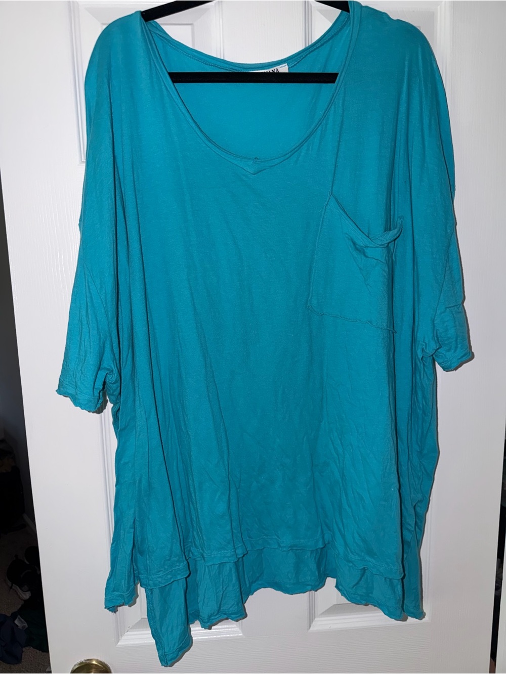 Chic Soul Teal Scoop Neck Pocket Tunic